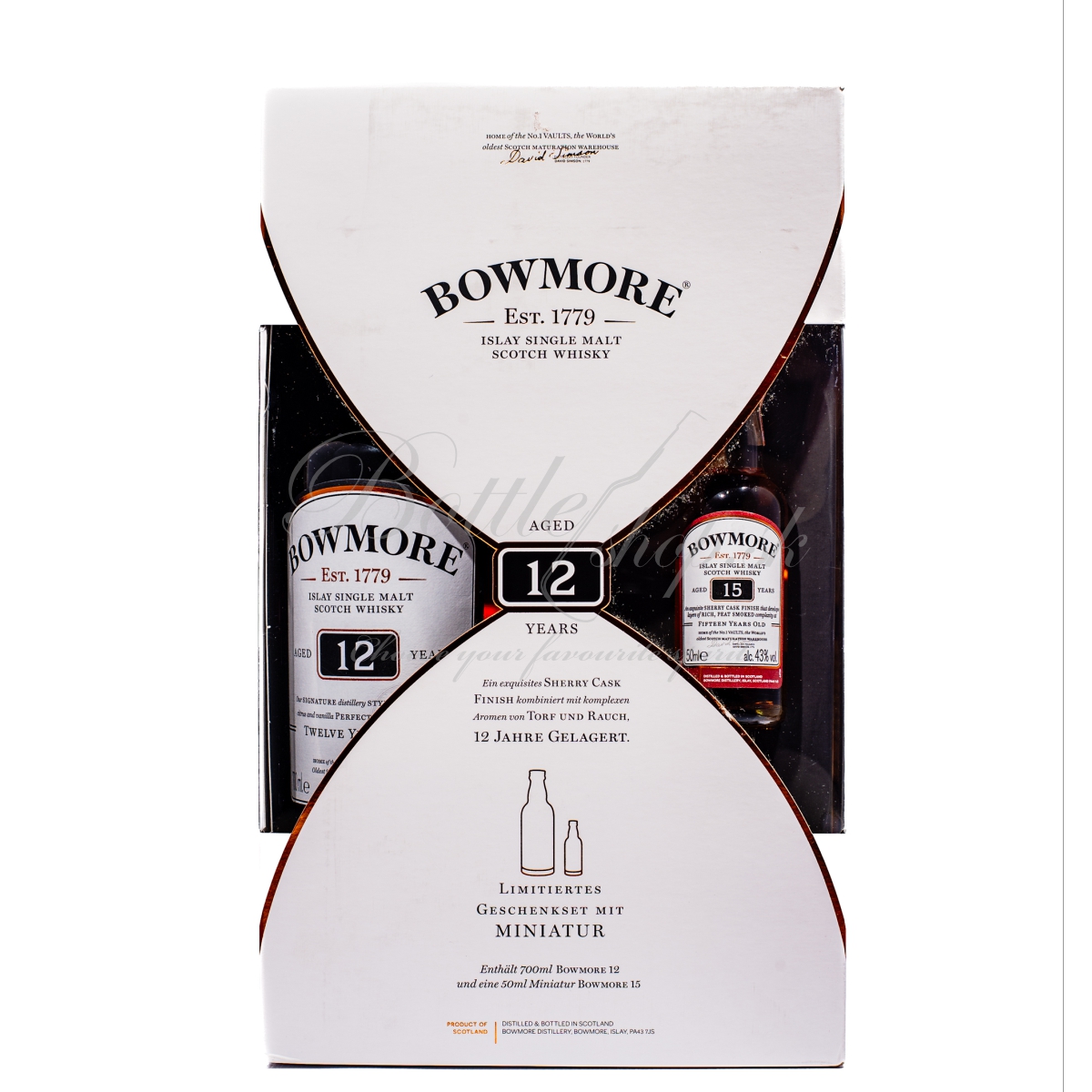 bowmore 12yo 0,7l + bowmore 15yo 0,05l